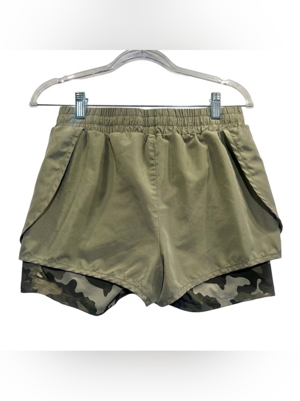 RBX Active 2-in-1 Layered Running Shorts Olive Camo Small S - Picture 2 of 8
